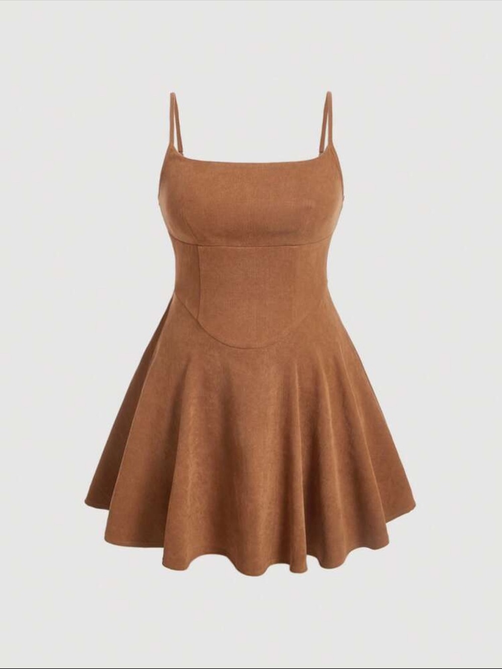 SHEIN Brown Spaghetti Strap Flared Mini Dress